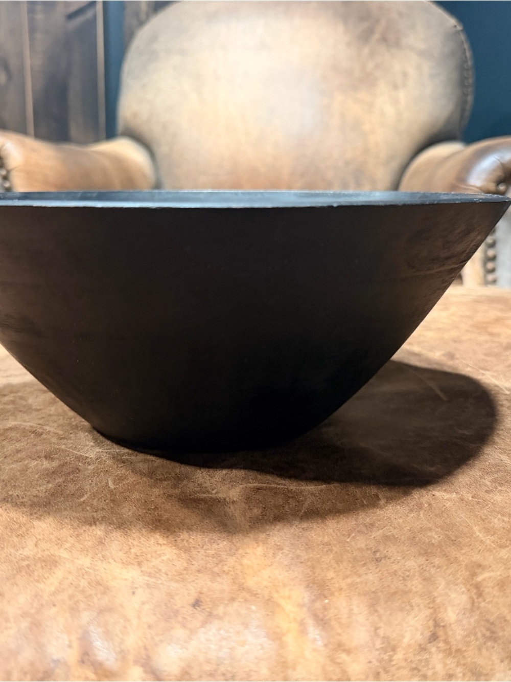 Kirklands Matte Black wood Decorative Bowl